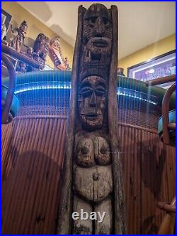 Vintage TIKI Bar Hawaiian Polynesian Wood Sculpture Statue, 1950s Totem Pole