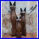 Vintage Tall Hand Carved Teak Wood Siamese Cat Sculpture Set of 3