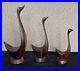 Vintage Teak Wood Geese Ducks Birds Set Of 3 Sculpture MCM Retro