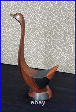 Vintage Teak Wood Geese Ducks Birds Set Of 3 Sculpture MCM Retro