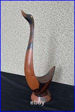 Vintage Teak Wood Geese Ducks Birds Set Of 3 Sculpture MCM Retro