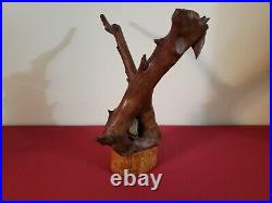 Vintage Teak Wood Sculpture Signed J. S. M Wallace MID Century MCM 1963