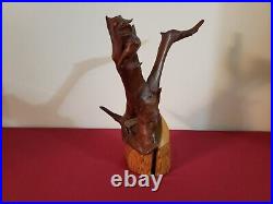 Vintage Teak Wood Sculpture Signed J. S. M Wallace MID Century MCM 1963