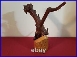 Vintage Teak Wood Sculpture Signed J. S. M Wallace MID Century MCM 1963