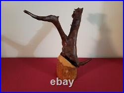 Vintage Teak Wood Sculpture Signed J. S. M Wallace MID Century MCM 1963