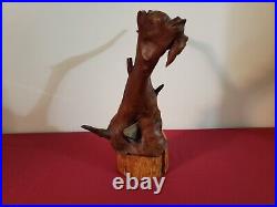 Vintage Teak Wood Sculpture Signed J. S. M Wallace MID Century MCM 1963