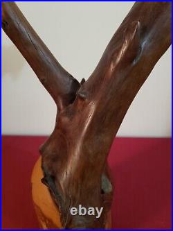 Vintage Teak Wood Sculpture Signed J. S. M Wallace MID Century MCM 1963