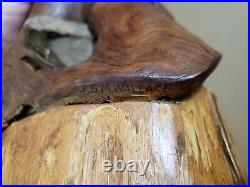 Vintage Teak Wood Sculpture Signed J. S. M Wallace MID Century MCM 1963