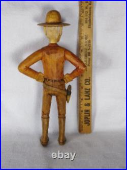 Vintage Texas Cowboy Signed by Texan Rod Johnson Folk art wood Carving Sculpture