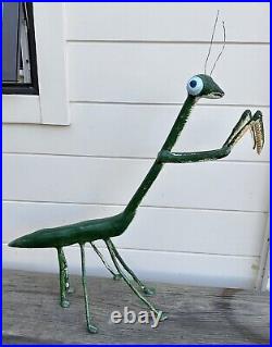 Vintage Texas Folk Artist Isaac Smith 36 Praying Mantis Carved Wood Sculpture