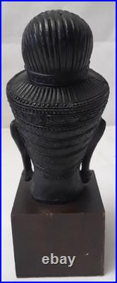 Vintage Thai Bronze Buddha Head Sculpture on Wood Stand 7