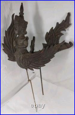 Vintage Thai Carved Wood Garuda Figure Winged Deity Sculpture Statue