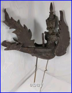 Vintage Thai Carved Wood Garuda Figure Winged Deity Sculpture Statue