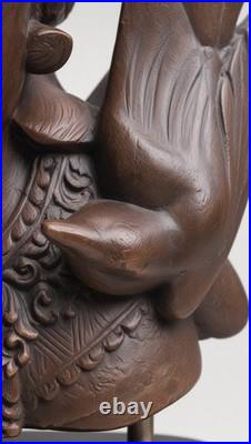 Vintage Thai Hand Carved Wood Celestial Woman Goddess Bird Bust 14 Sculpture