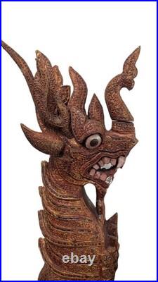 Vintage Thailandese teak wood dragon head collectible decoration