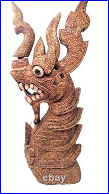 Vintage Thailandese teak wood dragon head collectible decoration