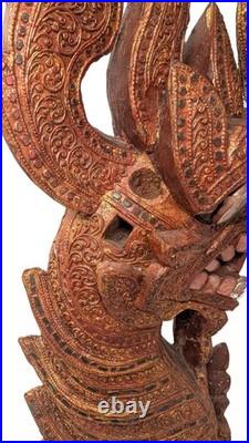 Vintage Thailandese teak wood dragon head collectible decoration