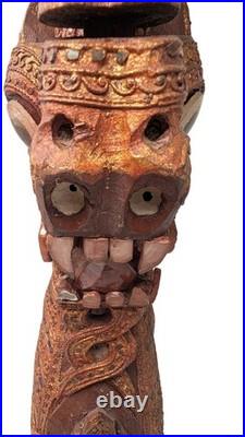 Vintage Thailandese teak wood dragon head collectible decoration