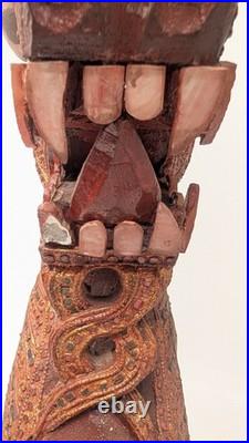 Vintage Thailandese teak wood dragon head collectible decoration