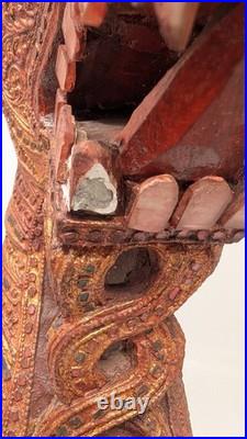 Vintage Thailandese teak wood dragon head collectible decoration
