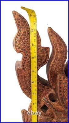Vintage Thailandese teak wood dragon head collectible decoration