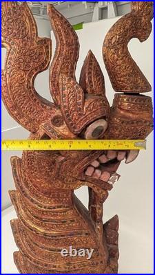 Vintage Thailandese teak wood dragon head collectible decoration