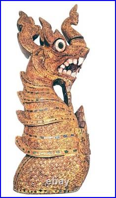Vintage Thailandese teak wood dragon head collectible decoration