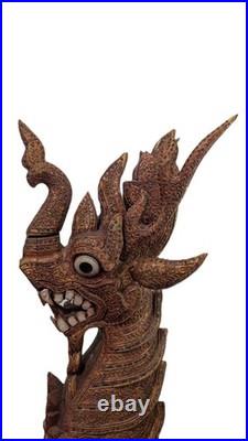 Vintage Thailandese teak wood dragon head collectible decoration