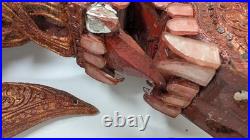 Vintage Thailandese teak wood dragon head collectible decoration