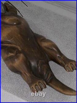 Vintage Tom Taber Rare Otter Carving Wood Sculpture Art