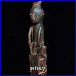 Vintage Tribal Wood Sculpture Guardian Sumba Old Primitive Carved Statue Art
