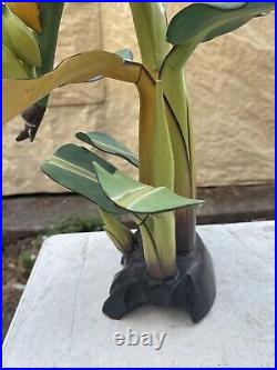 Vintage Tropical Carved Wood Banana Tree Sculpture 23 Tall