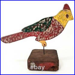Vintage Unsigned Outsider Folk Art, Midcentury Primative Wooden, Bird Spinner