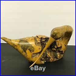 Vintage Vaughn Burlingham Burl Maple Carved Seabird Wood Duck Sculpture Signed