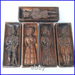 Vintage Verboan Hand Carved Wood set of 5 Sculpture Figures Made in Spain 12