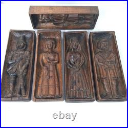 Vintage Verboan Hand Carved Wood set of 5 Sculpture Figures Made in Spain 12