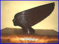 Vintage Victoire Spirit Of The Wind Art Deco Sculpture Bust Solid Wood 24 L