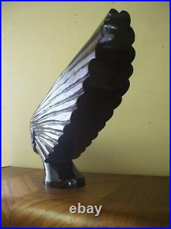 Vintage Victoire Spirit Of The Wind Art Deco Sculpture Bust Solid Wood 24 L