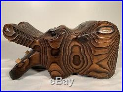 Vintage WITCO Carved hippo Wooden MCM Jungle Room Hippopotamus Sculpture Art