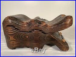 Vintage WITCO Carved hippo Wooden MCM Jungle Room Hippopotamus Sculpture Art