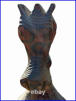 Vintage WITCO Horse Fireplace Tool Holder 47 MCM Tiki Carved Wood Sculpture