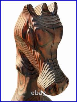 Vintage WITCO Horse Fireplace Tool Holder 47 MCM Tiki Carved Wood Sculpture