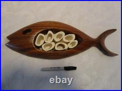 Vintage Wall Art Wood Carved FISH Solid Wood bones design 18W 1960's MCM