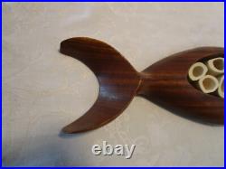 Vintage Wall Art Wood Carved FISH Solid Wood bones design 18W 1960's MCM