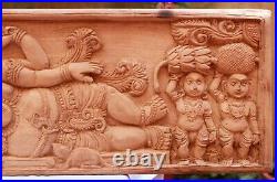 Vintage Wall Ganesha Panel Resting Ganesh Statue Hindu Sculpture Temple Plaque