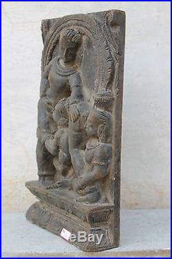 Vintage Wall Panel Wooden Carved Temple Chariot Piece Unique South Indian India