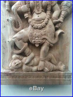 Vintage Wall Wooden Panel Hindu Durga Kali Devi Temple sculpture Statue Decor