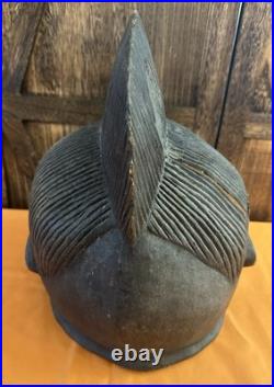 Vintage West African Nigerian Mask Sculpture, Hand-Carved Wood, Vintage 1970's