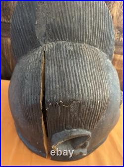 Vintage West African Nigerian Mask Sculpture, Hand-Carved Wood, Vintage 1970's