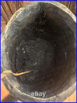 Vintage West African Nigerian Mask Sculpture, Hand-Carved Wood, Vintage 1970's